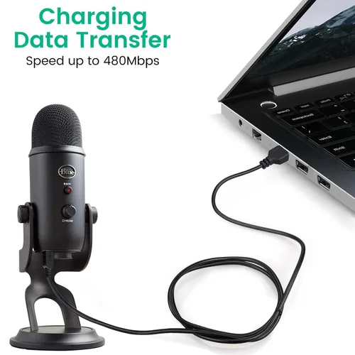Miniatura 5 de Smays Cable USB de repuesto para micrófonos USB Blue Yeti, micrófono USB Blue Snowball iCE, cable de carga, paquete de 2