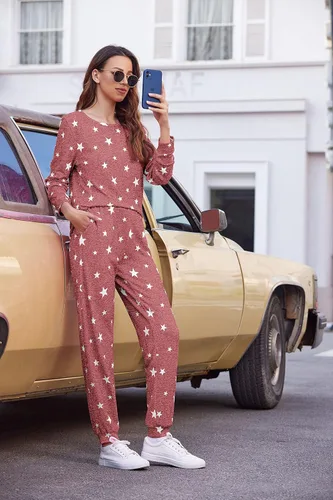Miniatura 172 de Ekouaer Conjunto de pijama de manga larga para mujer, ropa de dormir suave con cuello redondo y bolsillos