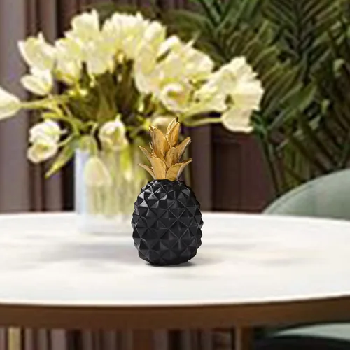 Miniatura 6 de BRABUD Estatua de piña de resina negra y dorada, estilo moderno y simple, escultura de arte, sala de estar, dormitorio, oficina, escritorio, porche