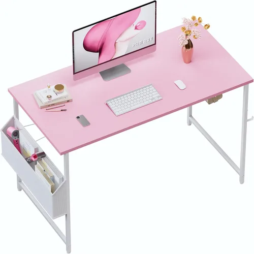 Miniatura 13 de Pamray Escritorio de computadora de 23 pulgadas para espacios pequeños, escritorio de trabajo de oficina en casa con gancho para auriculares