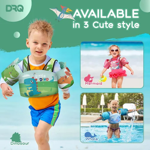 Miniatura 2 de DRQ Chaleco de natación para niños pequeños, flotadores para niños de 22 a 66 libras, chaleco salvavidas para niños con arnés de hombro con alas