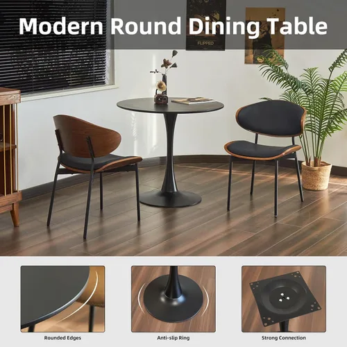 Miniatura 3 de Mesa de comedor redonda, mesa circular de tulipán de 31.5" con tablero engrosado y pedestal de metal, mesa de bistró moderna de mediados de siglo