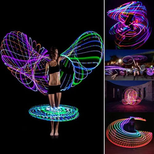 Miniatura 8 de 4Pack LED Hoop Dance Exercise Light Up Hoop for Kids Adults Children, 36in24in Fitness Equipment Weight Loss Auto Color Changing Strobe Glow Light 4