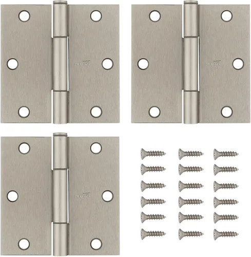 Miniatura 2 de National Hardware Bisagras de protección contra chirridos de 1/4 pulgadas, esquinas cuadradas de radio de 3 unidades en níquel satinado N830-448