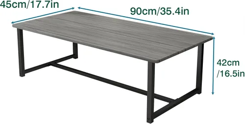 Miniatura 2 de Mesa de centro rectangular de granja para sala de estar, mesa de madera con marco de metal, diseño moderno de mediados de siglo, fácil montaje, mesa