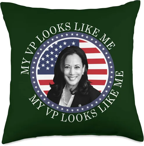 Vice President Kamala Harris Apparel My VP Looks Like Me First Woman Vice President Kamala Harris - Almohada de 18 x 18 pulgadas, multicolor