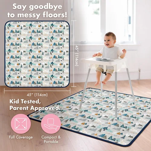 Miniatura 4 de BapronBaby Adventure Awaits - Tapete impermeable para debajo de sillas altas, suelos, mesas, tiempo de juego o artes y manualidades, lavable a