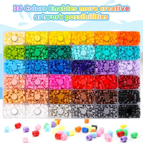 Miniatura 7 de Meland Kit de cuentas de fusible, 11,000 cuentas de 36 colores para manualidades para niñas de 5 a 12 años, juego de cuentas derretidas de 0.197 in