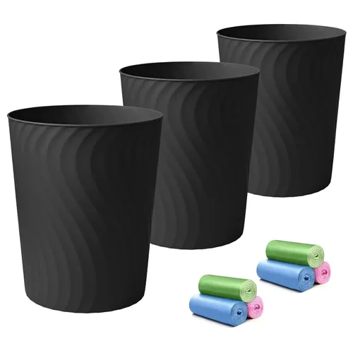 YGJT Cubo de basura pequeño, paquete de 3 cubos de basura de baño de 1.8 galones, cesta de basura delgada, cubo de basura redondo, cubo de basura de