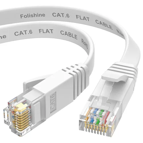 Miniatura 10 de Folishine Cable Ethernet Cat 6e de 10 pies, cable de red plano con conector RJ45 sin enganches para divisor Ethernet, PS4, Xbox, cable LAN de alta