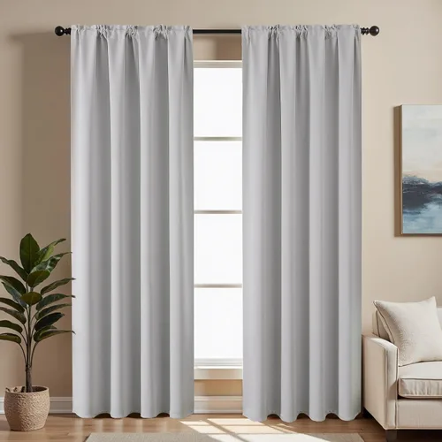 Miniatura 13 de CUCRAF - Cortinas opacas beige de 45 pulgadas, juego de 2 paneles con bolsillo para barra, cortinas para oscurecer dormitorios y sala de estar