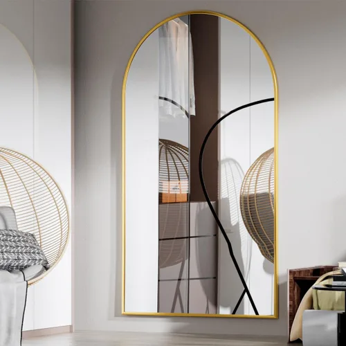 Miniatura 7 de BEAUTYPEAK Espejo de Arco de Cuerpo Entero, 76"x34" Espejos de Pared, Espejo de Piso de Cuerpo Completo Extragrande, Marco de Aleación de Aluminio