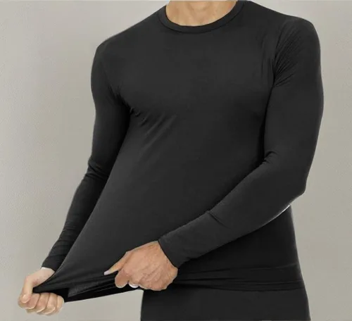 Miniatura 4 de 9M - Camisa térmica ultra suave para hombre, capa base de compresión, cuello redondo, ropa interior de manga larga con forro polar