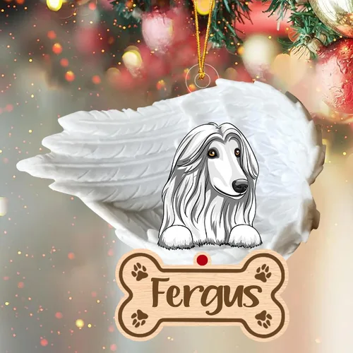 Adorno de perro afgano de 1 ángel, adorno acrílico 2D personalizado conmemorativo para perros, regalo por pérdida de mascotas, regalo de