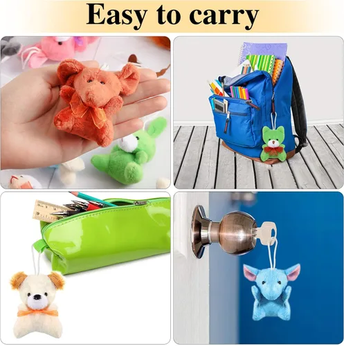 Miniatura 7 de Skylety 32 piezas de mini juguetes de peluche de animales surtidos lindos animales llavero decoración pequeños juguetes de peluche regalo a granel
