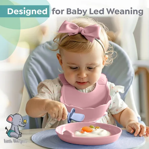 Miniatura 6 de LittleWhispers - Cucharas de silicona para bebés, autoservicio de 6 meses, utensilios aptos para bebés, niños pequeños y niños, primera etapa, Pinks