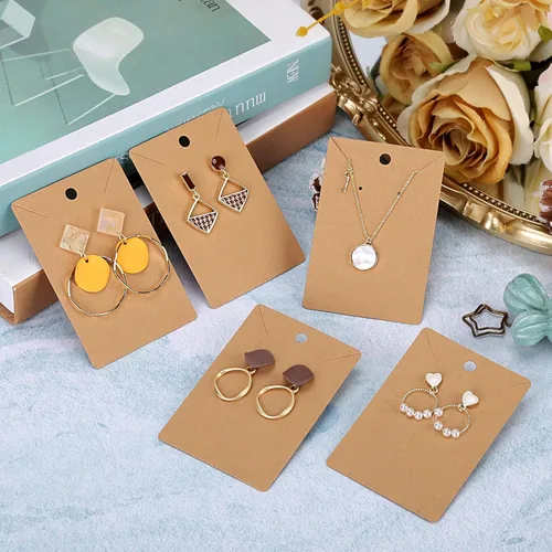 Miniatura 6 de ovsor 150 tarjetas de exhibición de aretes, tarjetas de collar para vender con 150 bolsas de embalaje duraderas, tarjetas de joyería resistentes