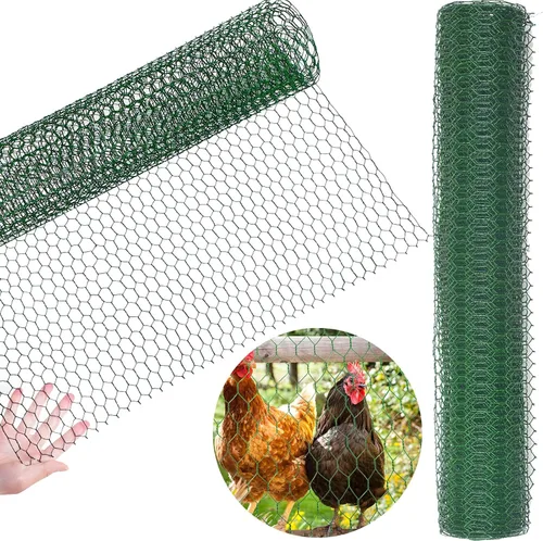 SATINIOR 2 láminas de malla de gallinero para trabajos artesanales, malla de alambre hexagonal galvanizada (verde, 13.7 x 160 pulgadas)