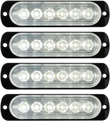 Miniatura 21 de Barra de luz estroboscópica de 4 piezas, 4 LED, ámbar, ultra delgada, con función de sincronización, para coche o camión, luz de emergencia