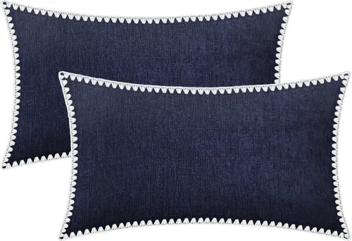 Miniatura 94 de BRAWARM Fundas de almohada 40x40 cm - Paquete de 2 fundas de almohada de chenilla negra, fundas de almohada de chenilla suave teñida sólida