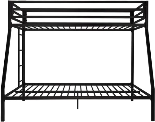 Miniatura 7 de SHA CERLIN Litera tipo loft de tamaño Twin sobre Full con escalera y barandilla, listones de metal resistente, no necesita somier, muebles Negro