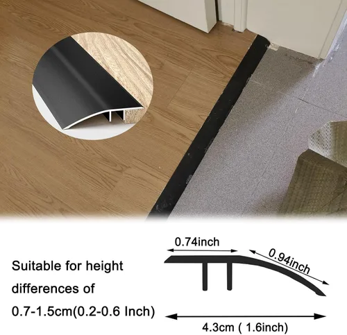 Miniatura 2 de HJXGQJM Tiras de transición de piso de metal, tira de umbral de transición de piso de aluminio, tira de ajuste de alfombra de 35.4 pulgadas, tira