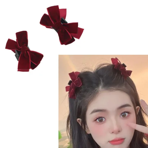 Mini pinzas de terciopelo para mujeres y niñas, lazos para el cabello, pinzas para el cabello, pinzas para el cabello con lazo rojo, accesorios para