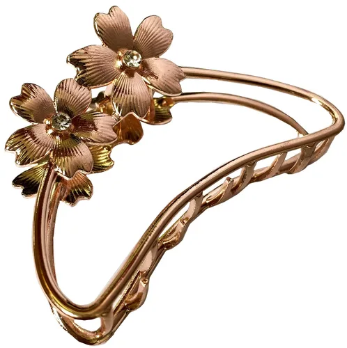 Miniatura 4 de TANG SONG 4 pinzas de metal con forma de flores dobles para el cabello, pasador de mandíbula para mujeres, horquillas de medio moño para cabello
