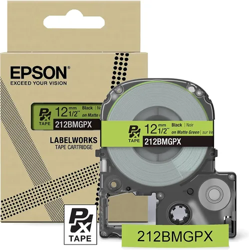 Miniatura 25 de Epson LABELWORKS 212RBBPX Cartucho de Cinta PET (Poliéster) Genuino - Cinta de Etiquetadora de Diseño para Artesanía en Cinta Negra sobre Azul