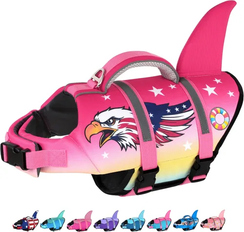 Miniatura 12 de Dogcheer Chaleco salvavidas para perros Tiburón, Chaleco salvavidas ajustable para perros para natación y navegación con flotabilidad superior y asa