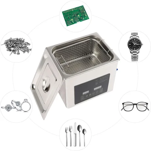 Miniatura 5 de Lavadora ultrasónica 10L 28/40khz de frecuencia dual lavadora ultrasónica profesional con calentador temporizador para gafas piezas instrumentos