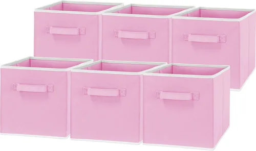 Miniatura 14 de Simple Houseware Contenedores de almacenamiento plegables de 11 pulgadas, color beige, paquete de 6 cubos de tela organizadores para armario