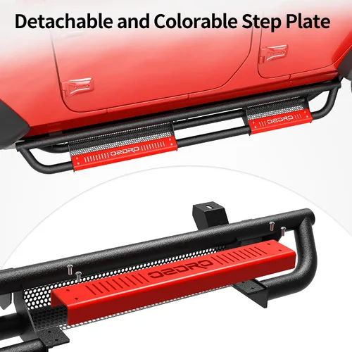 Miniatura 7 de oEdRo Estribos Totalmente de Acero con Placas de Escalón Pintables, Peldaños Laterales Atornillables Compatibles con Jeep Wrangler 4XE 2018-2026