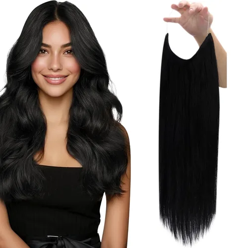 Miniatura 24 de Fshine - Extensiones de cabello con hilo invisible de 12 pulgadas, color rubio ceniza con reflejos de rubio decolorado, pieza de cabello humano real