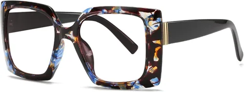 Miniatura 9 de Lentes de lectura cuadrados retro con bloqueo de luz azul para mujeres y hombres, de gran tamaño, antirreflejos, lentes UV Negro/Blanco
