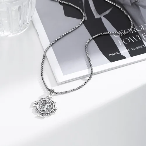 Miniatura 325 de Collar de plata de ley 925 con medalla de San Patrón, colgante de protección católica, amuleto, joyería religiosa para hombres y mujeres