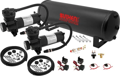 Miniatura 10 de Vixen Air Kit de suspensión para camión, bolsa de coche, paseo aéreo/resorte. Sistema a bordo - Compresor dual de 200 psi, tanque de 4 galones. Para