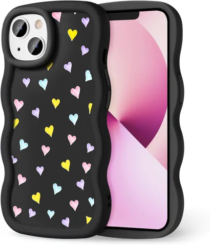 Miniatura 199 de Compatible con iPhone SE/8/7 Funda para Mujeres y Niñas, Marco Ondulado Rizado con Patrón Lindo, Estética Delgada Suave Silicona TPU Parachoques