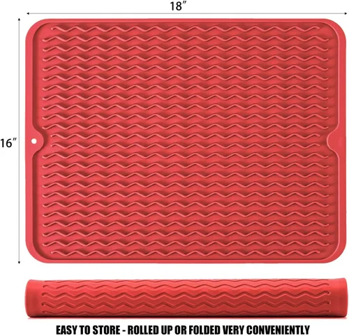 Miniatura 2 de Tapete de silicona para secar platos, antideslizante, fácil de limpiar, tapete grande para escurrir platos resistente al calor para encimera