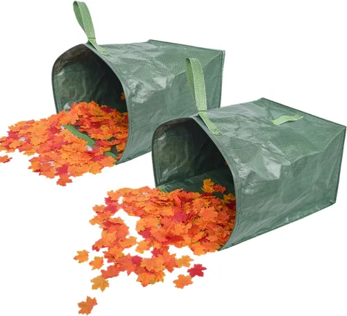 Juego de 2 bolsas de jardín reutilizables de 106 galones con asas reforzadas, bolsas de jardinería resistentes, bolsas de jardinería para césped,