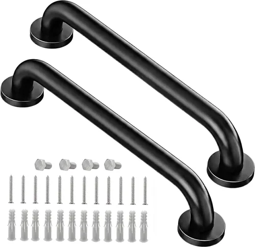 Miniatura 8 de Un paquete de barra de agarre de ducha negra mate de 12 pulgadas de acero inoxidable de seguridad para duchas, barra de equilibrio de baño