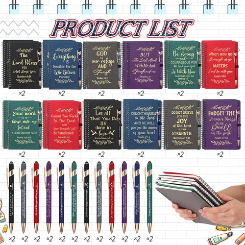 Miniatura 2 de Engrowtic Juego de 48 piezas de regalo cristiano, cuadernos en espiral con versículo bíblico A5 y bolígrafos para apreciación de maestros, primera