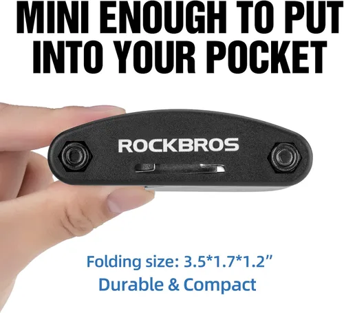 Miniatura 3 de ROCKBROS Kit de herramientas para bicicleta 16 en 1 – Multifunción – Herramienta portátil y plegable para ciclismo con llave Allen, palancas