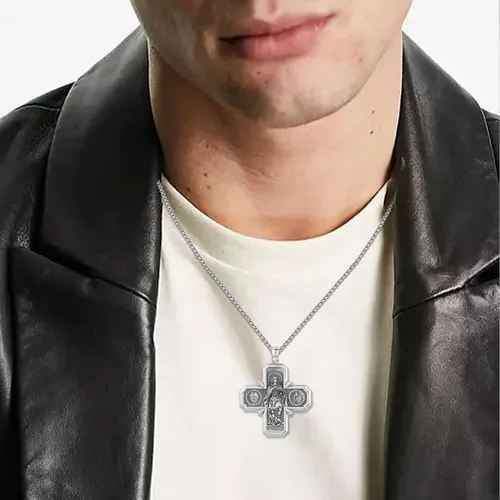 Miniatura 189 de Collar de plata de ley 925 con medalla de San Patrón, colgante de protección católica, amuleto, joyería religiosa para hombres y mujeres