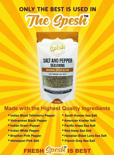 Miniatura 3 de The Spesh - Mezcla de condimentos gourmet con acabado de sal y pimienta 4oz - Mezcla artesanal de 12 sales y pimientos. Perfecto en filetes