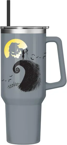 Miniatura 35 de Silver Buffalo Disney Lilo and Stitch Aloha - Vaso de acero inoxidable de doble pared con asa y pajilla, se adapta al portavasos estándar, 40 onzas