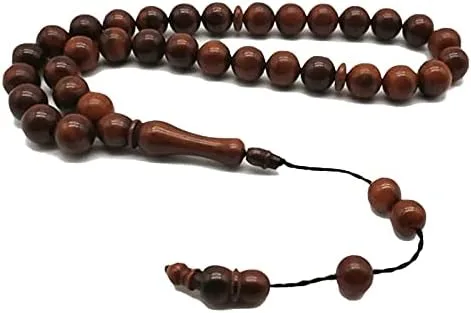 Natural Wood Cook Tasbih Man's Misbaha - Cuentas de oración para hombre, 33 cuentas, 2 tamaños, rosario (0.394 in x 33 cuentas)