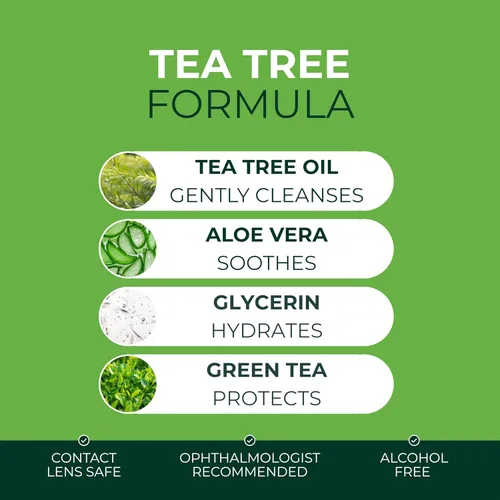 Miniatura 4 de NOVEHA 60 toallitas de aceite de árbol de té para párpados y pestañas, con ácido hialurónico, té verde y manzanilla para blefaritis, picazón y ojos