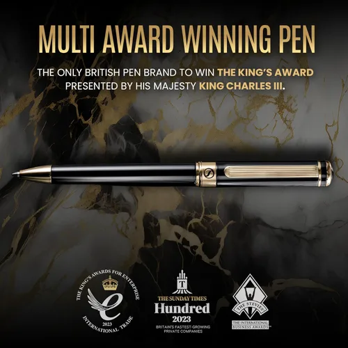 Miniatura 9 de Bolígrafo laqueado en negro Scriveiner - Impresionante pluma de lujo, chapado en oro real, repuesto Schmidt de tinta negra, el mejor juego de regalo