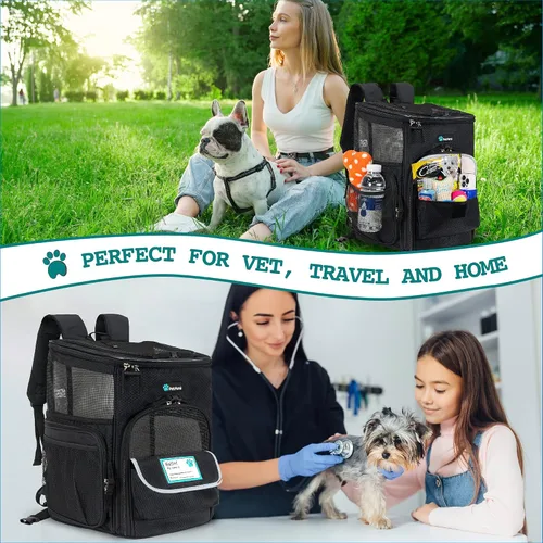 Miniatura 7 de PetAmi Mochila transportadora para perros, mochilas para gatos aprobadas por aerolíneas para transportar gatos pequeños y grandes, mochila